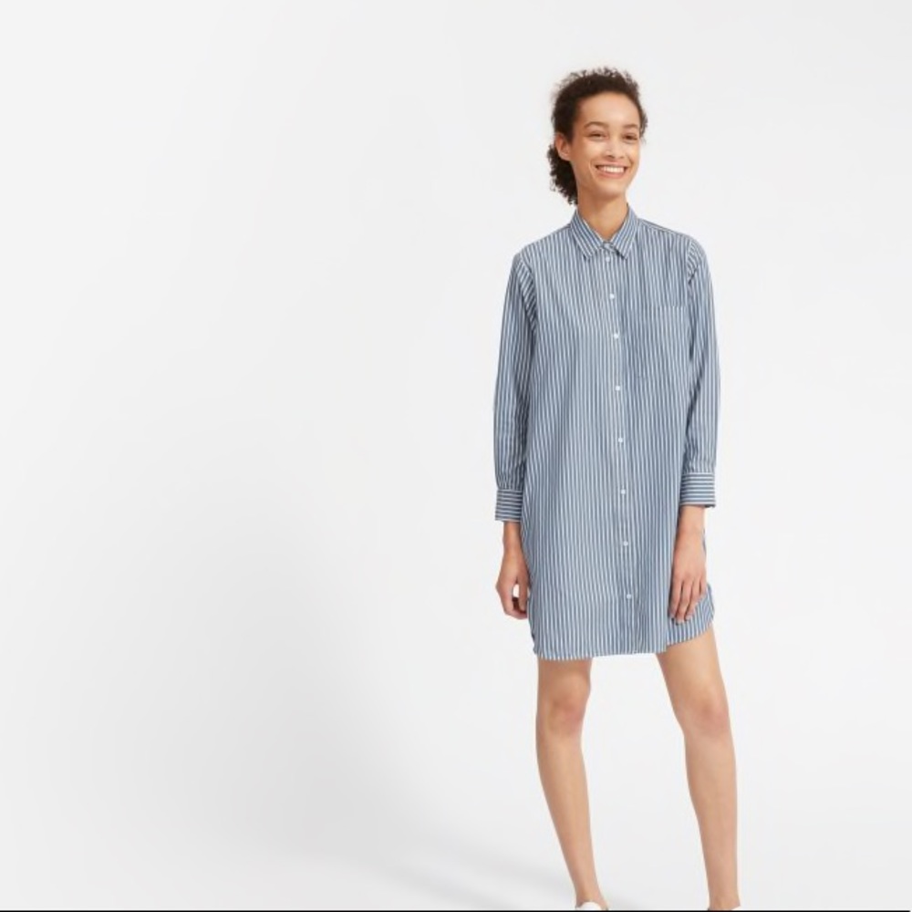 Everlane Striped Cotton Button Down Dress, 6